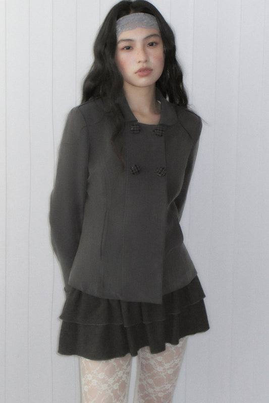 Double-Breasted Short Jacket Set-Up