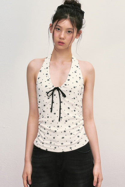 Top halter con estampado de estrellas