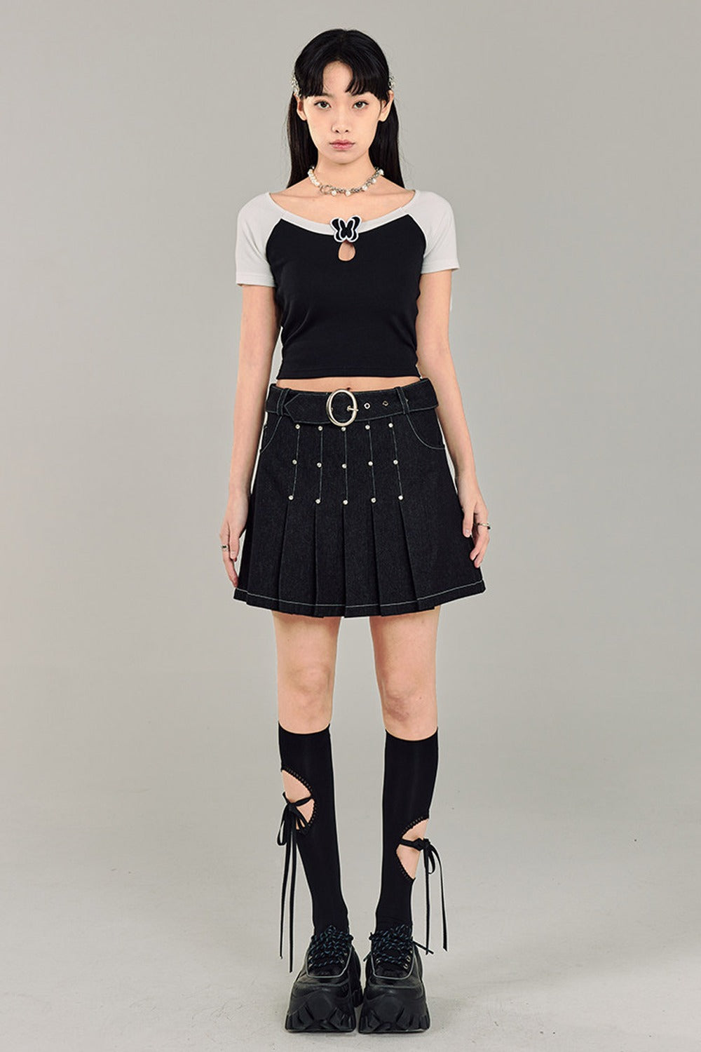 Butterfly Hollow-Out Color-Block Top