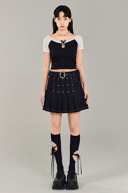 Butterfly Hollow-Out Color-Block Top