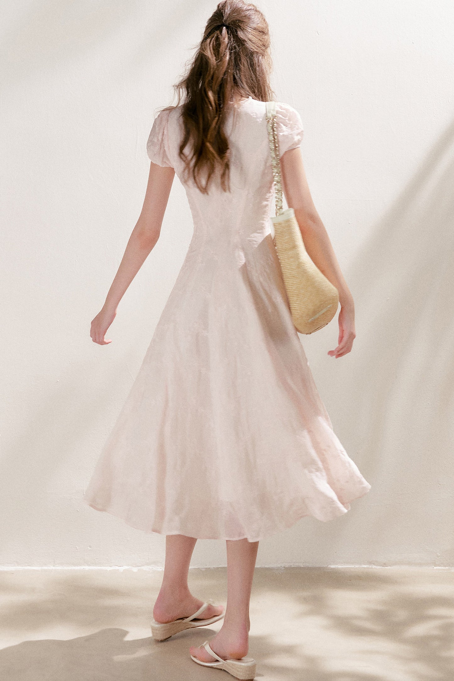 Heavy Embroidery Lace Trim Long Dress