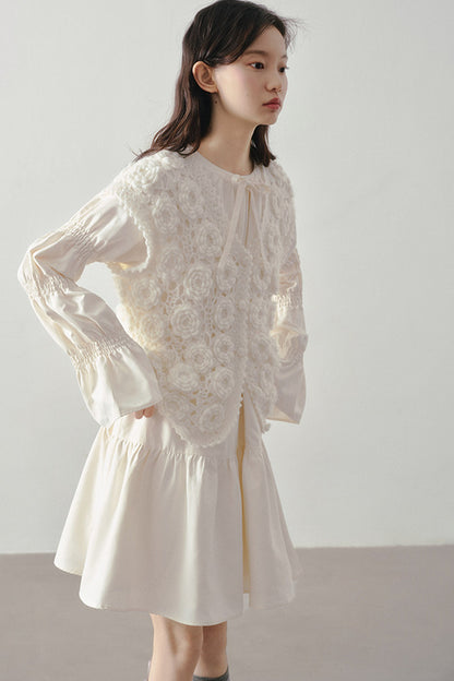Beige Long Sleeve Shirt Dress