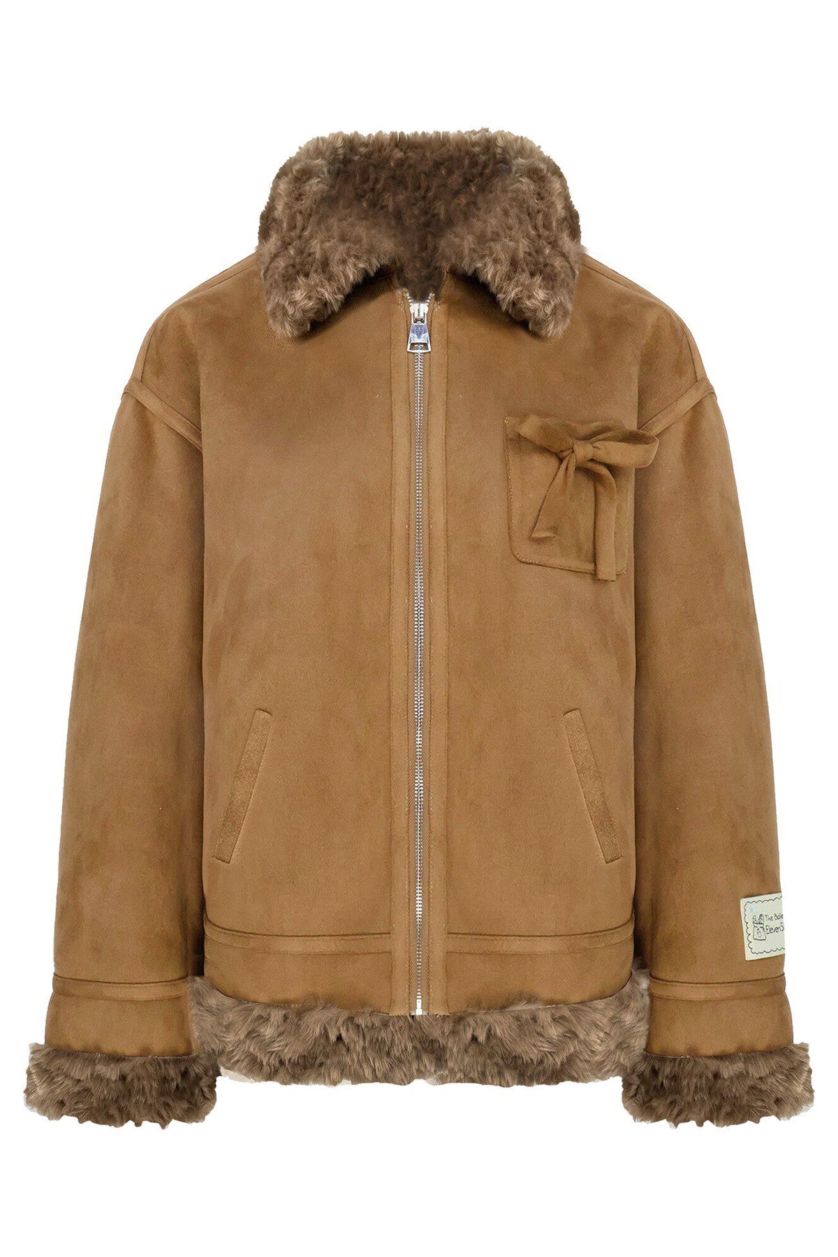Lamb Fur Coat and Washed Blue Jeans Set-Up