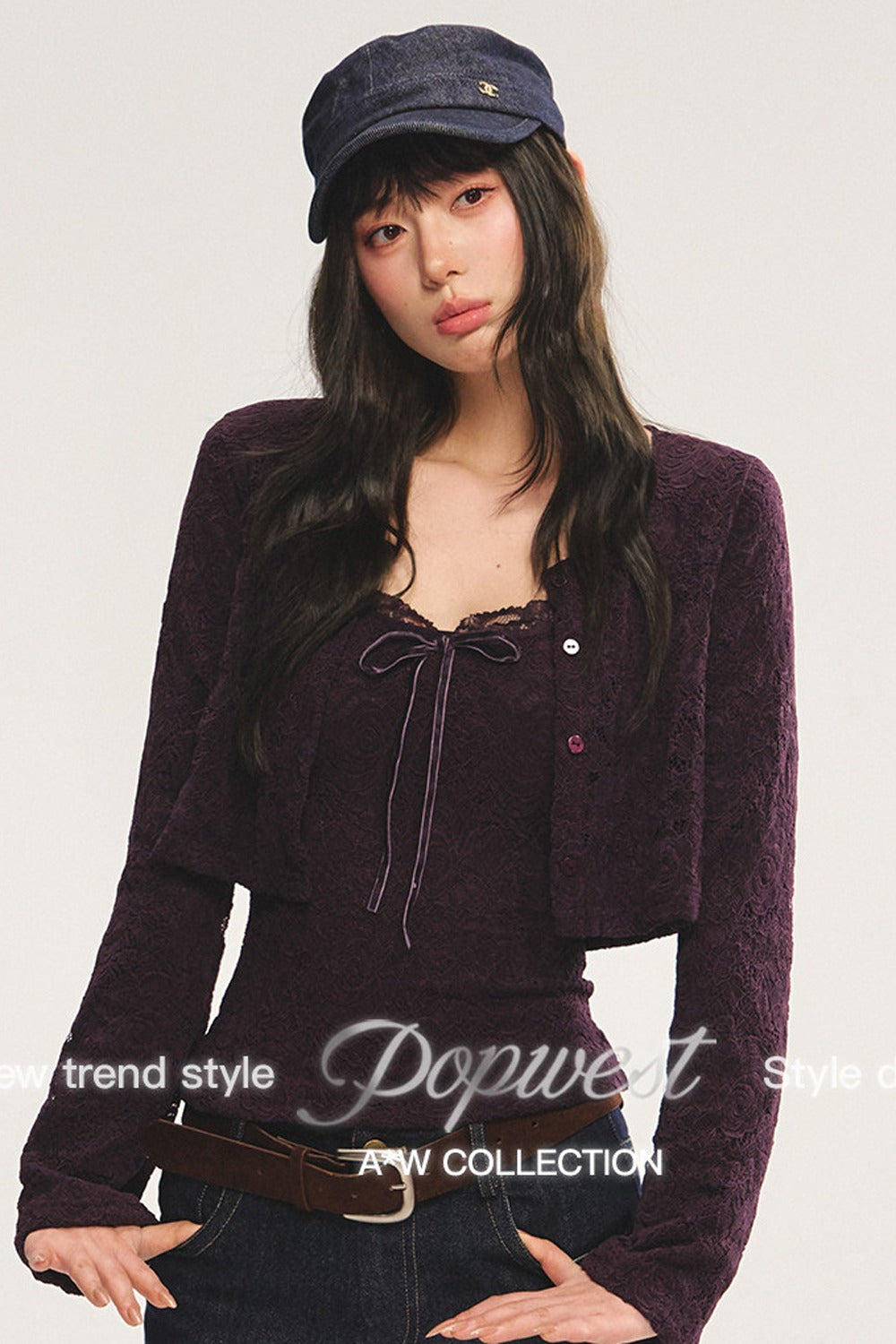 Knit Cardigan With Lace Camisole