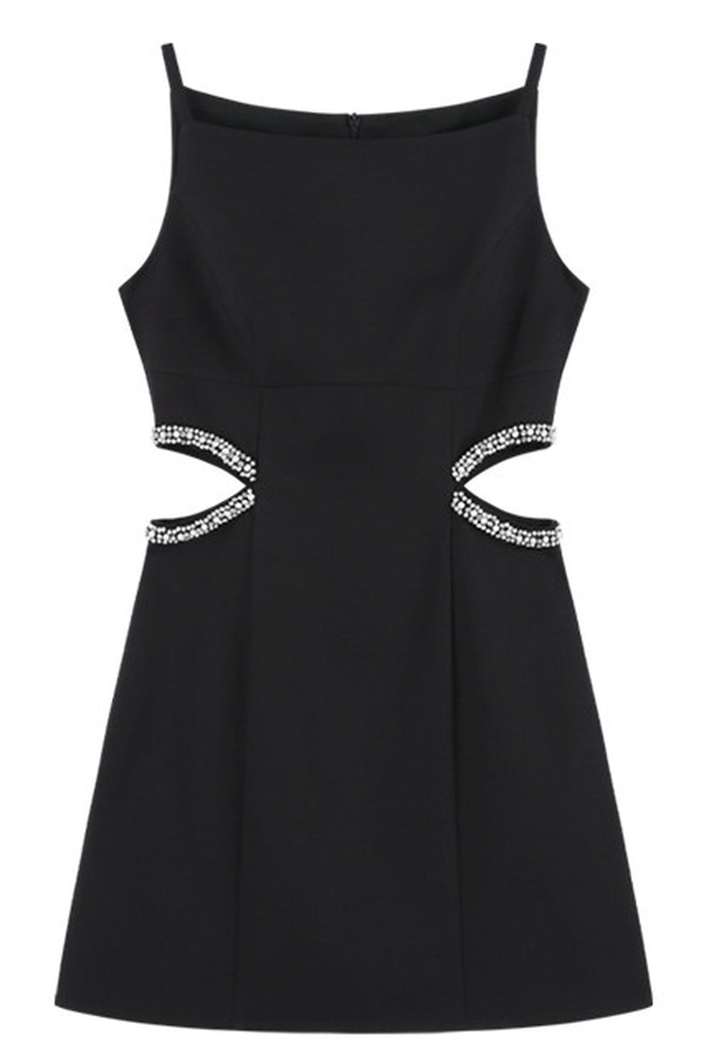 Schwarzes Spaghettiträger-Kleid mit aufwendiger Perlenverzierung