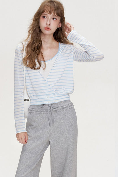 Cross V-Neck Layered Top