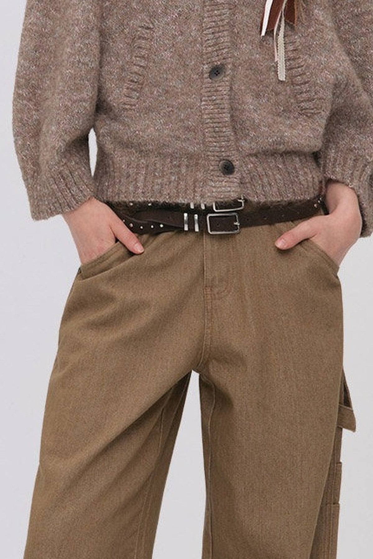 Stand Collar Corsage Knit Cardigan