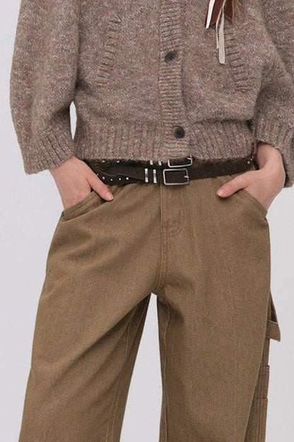 Stand Collar Corsage Knit Cardigan