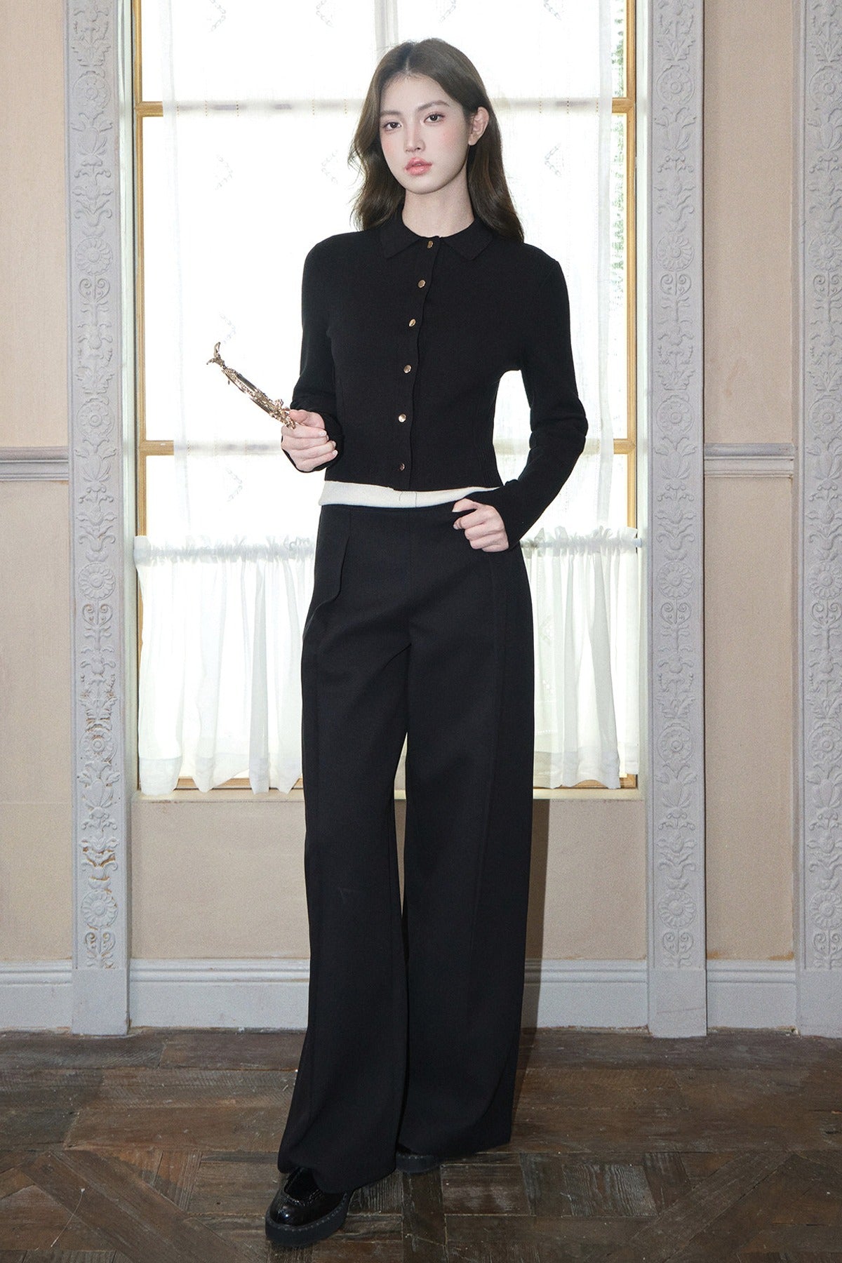Pleated Wide-Leg Tencel Wool Pants