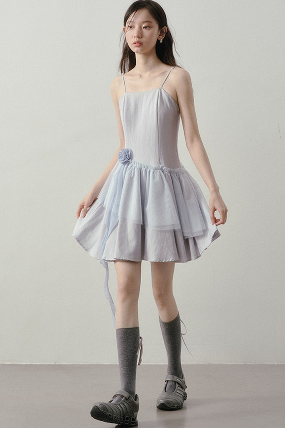 Muyu Camellia Cake Dress with Shawl Set
