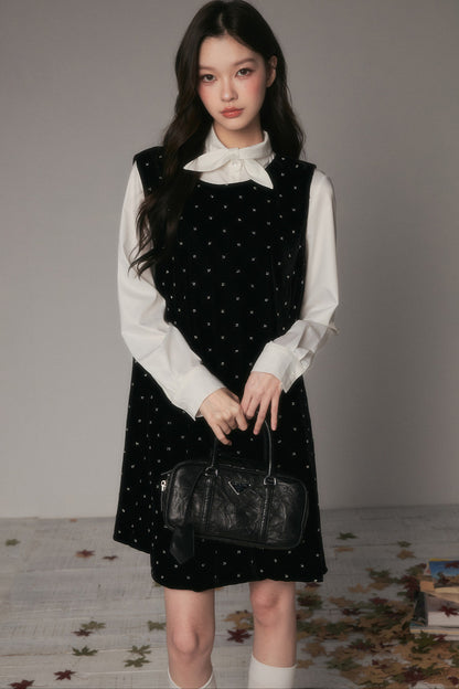 Abito preppy in velluto floreale