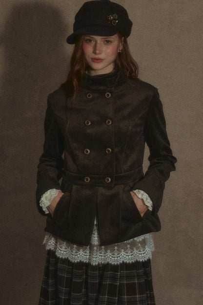 Distressed Suede Double-Breasted Jacket