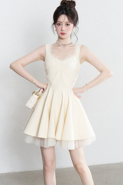 Suspender Puffy Mesh Dress