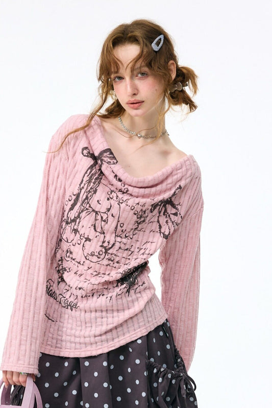 Rabbit Graffiti Knit Blouse