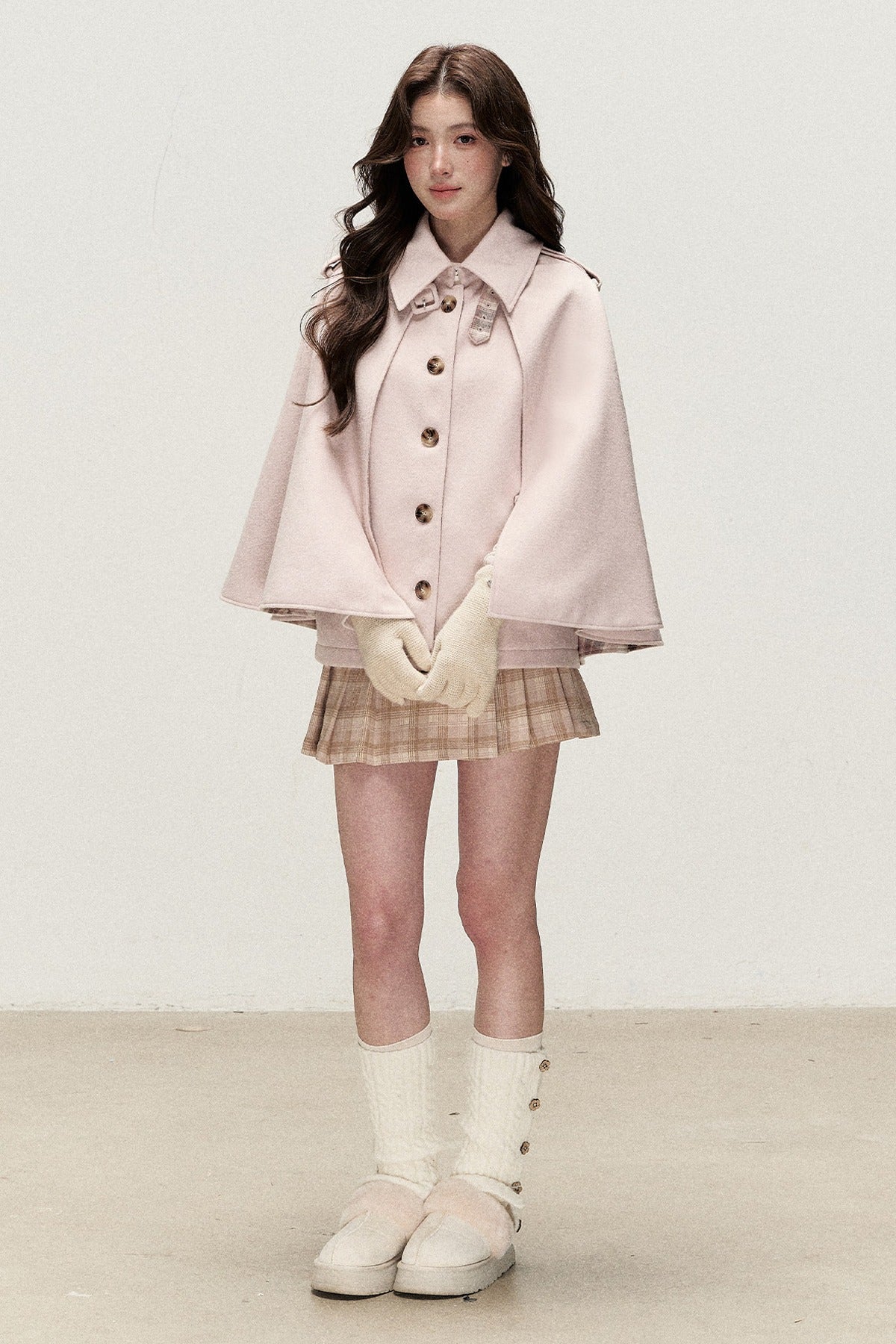 Retro Plaid Woolen Cape