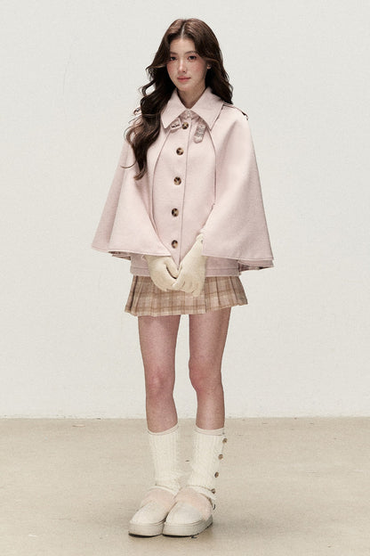 Retro Plaid Woolen Cape