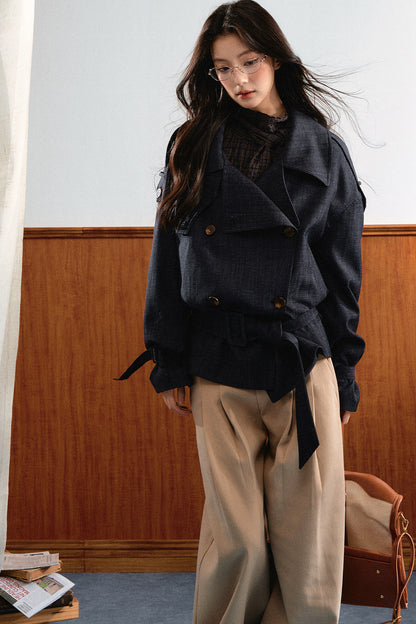 Retro Denim Trench Coat