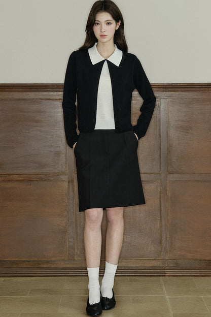 Color-Block Layered-Look Wool Knit Top