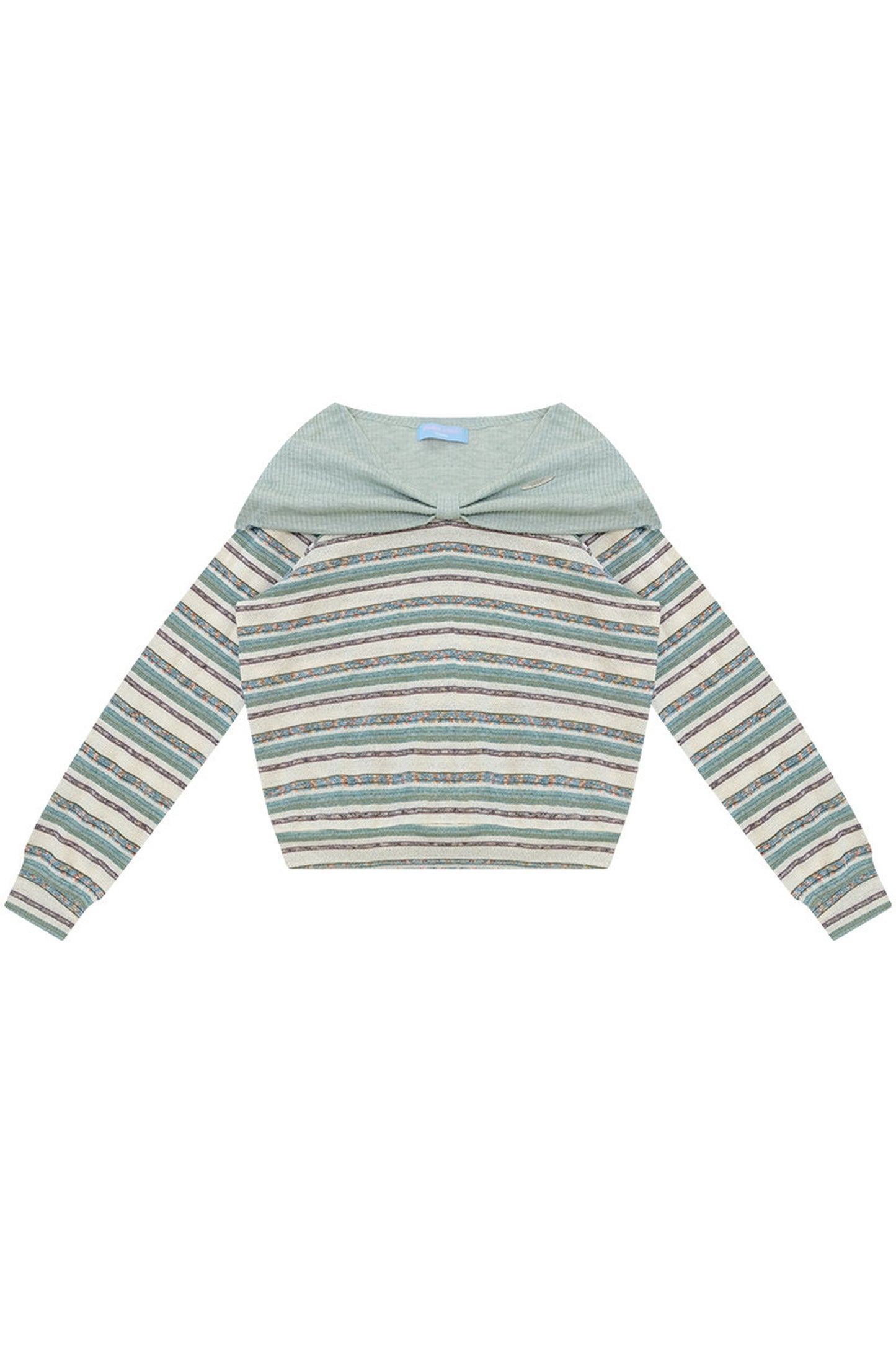 Maglietta in maglia a righe con fiocco verde