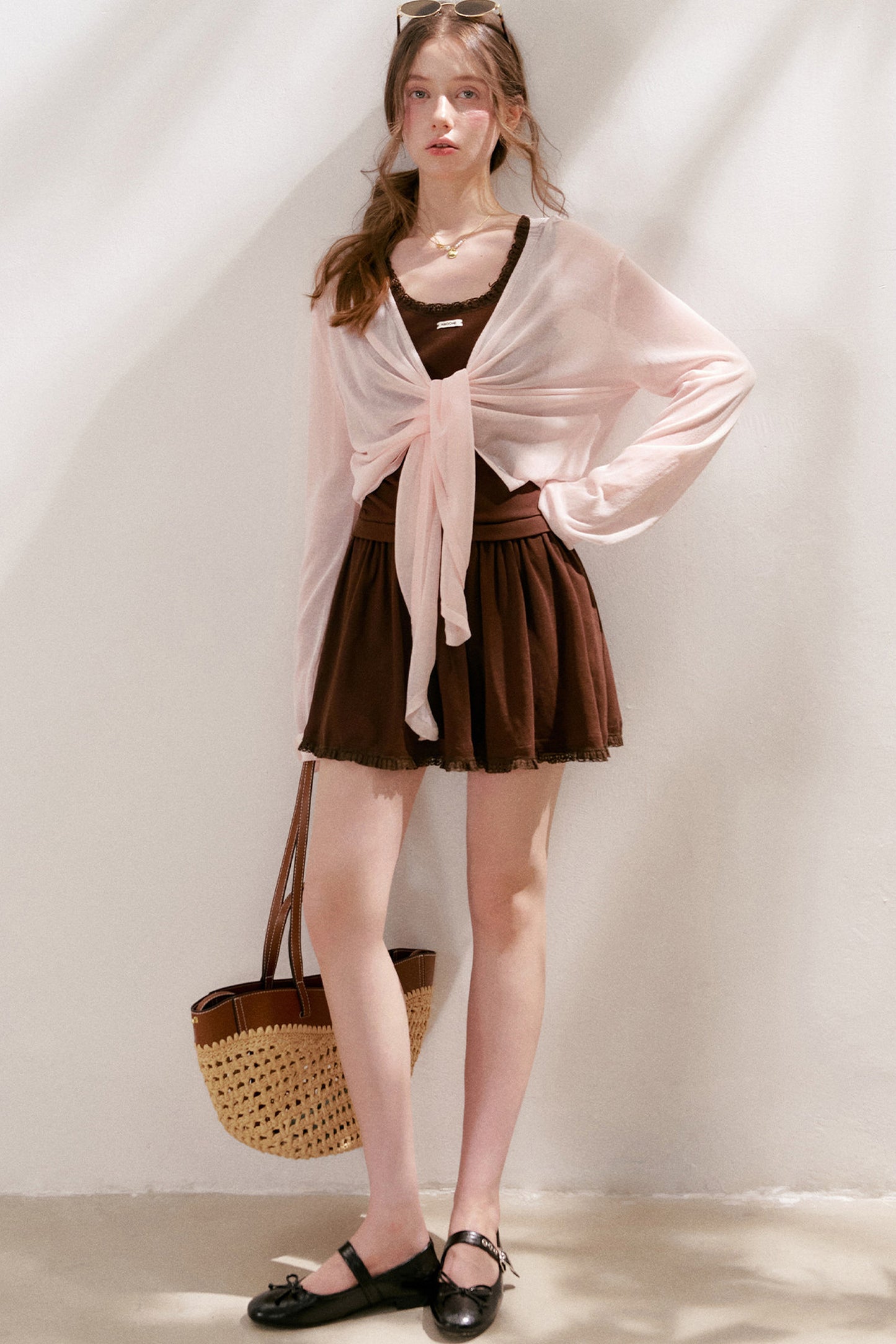 Airy Knit Tie-Up Cardigan
