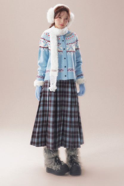 Bowknot Fair Isle Sweater Cardigan