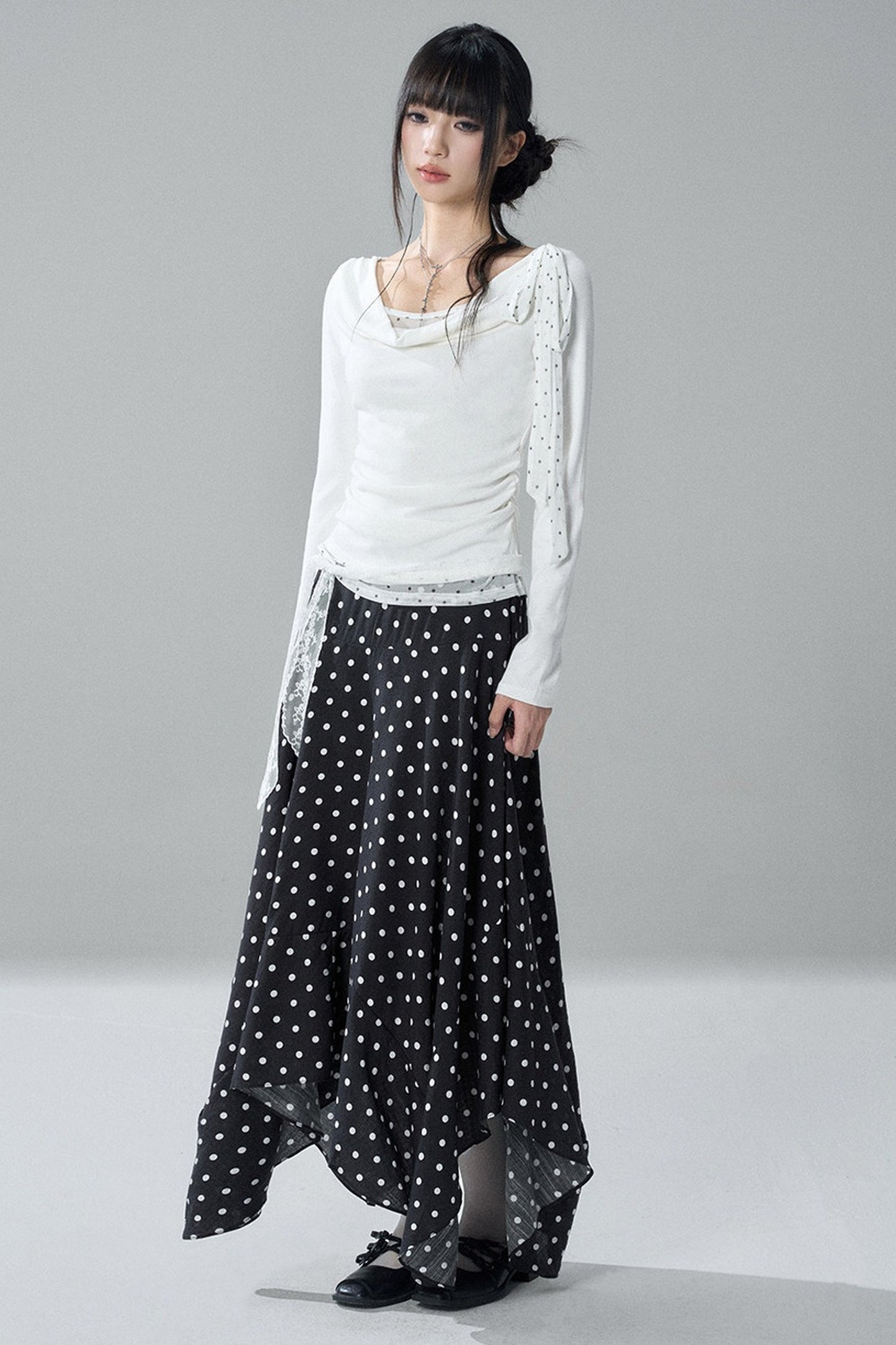 Gray Swing Collar Blouse