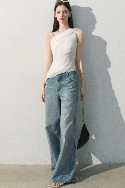 Asymmetrical Shoulder-Cut Tank Top