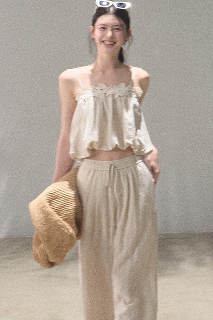 Lyocell-Leinen-Set aus Camisole und Hose