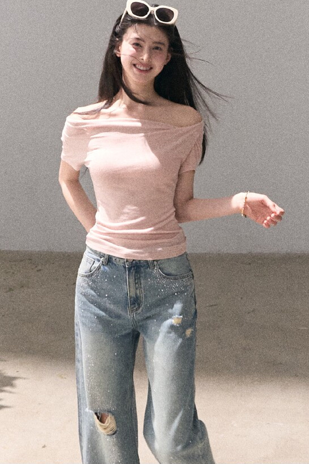 Lyocell Wool Twist-Neck Top