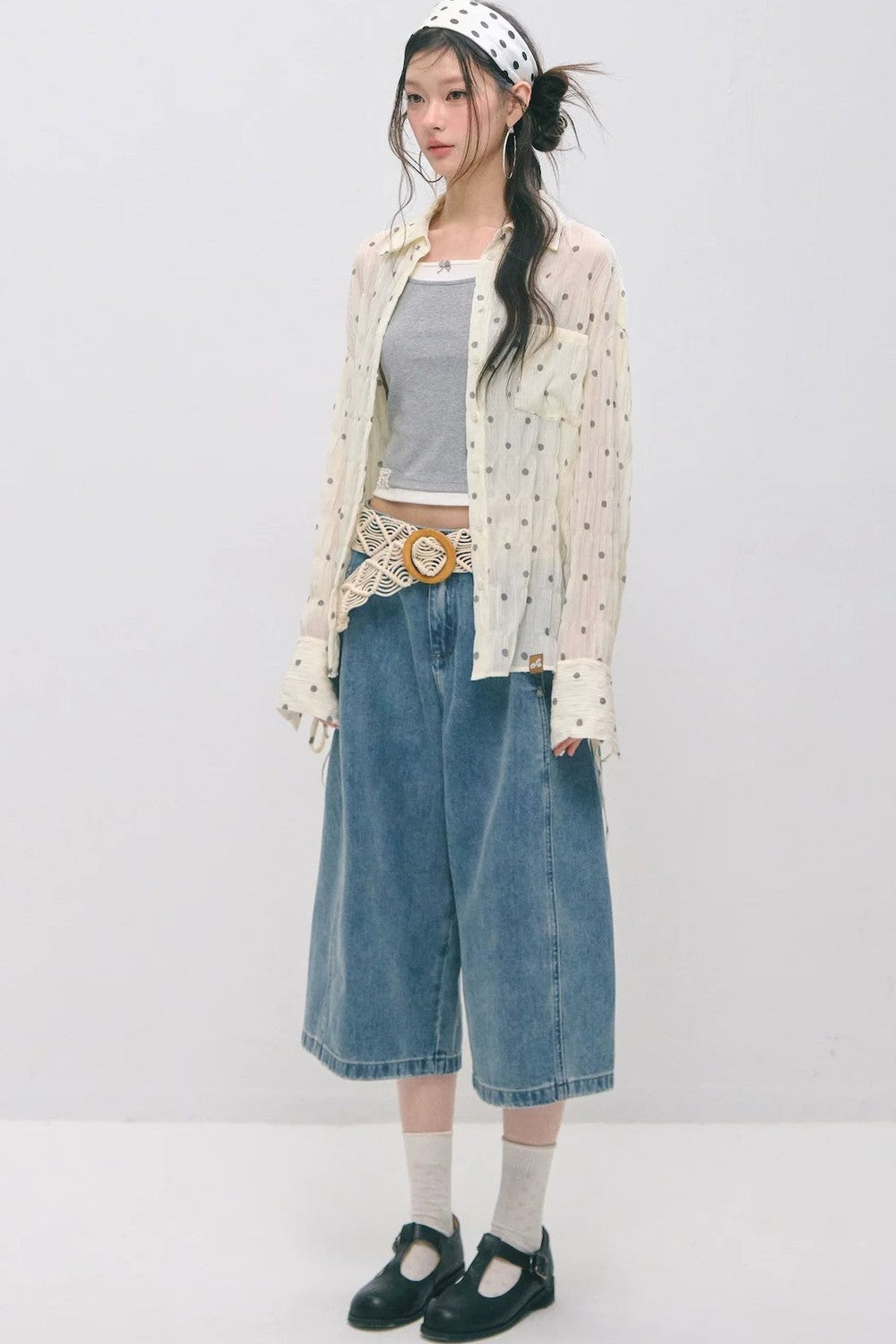 Dekonstruierte 7/8-Hose mit weitem Bein
