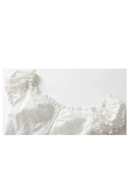 Cropped One-Shoulder Puff Sleeve Blouse