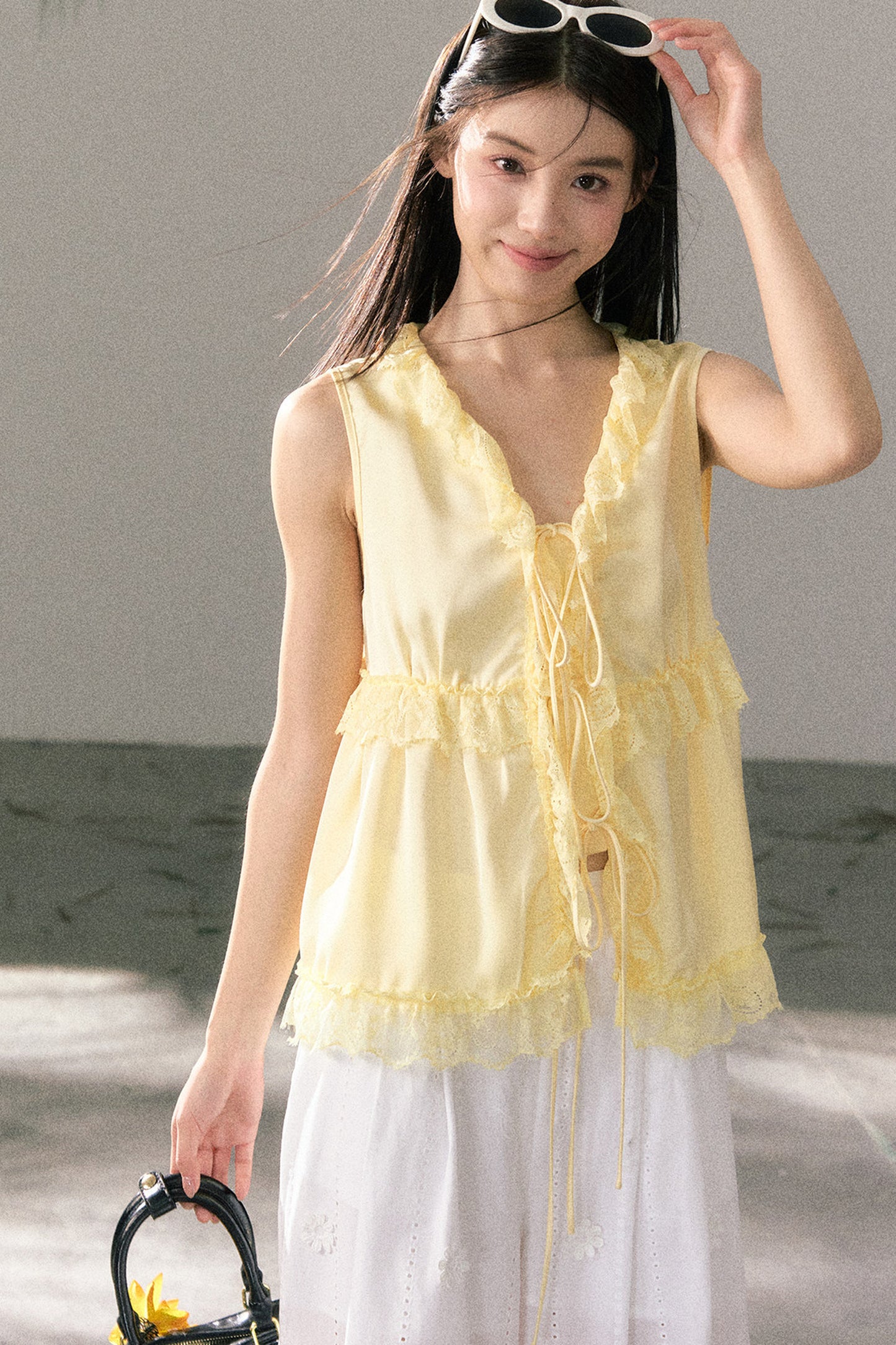 French Lace Ruffled Vest