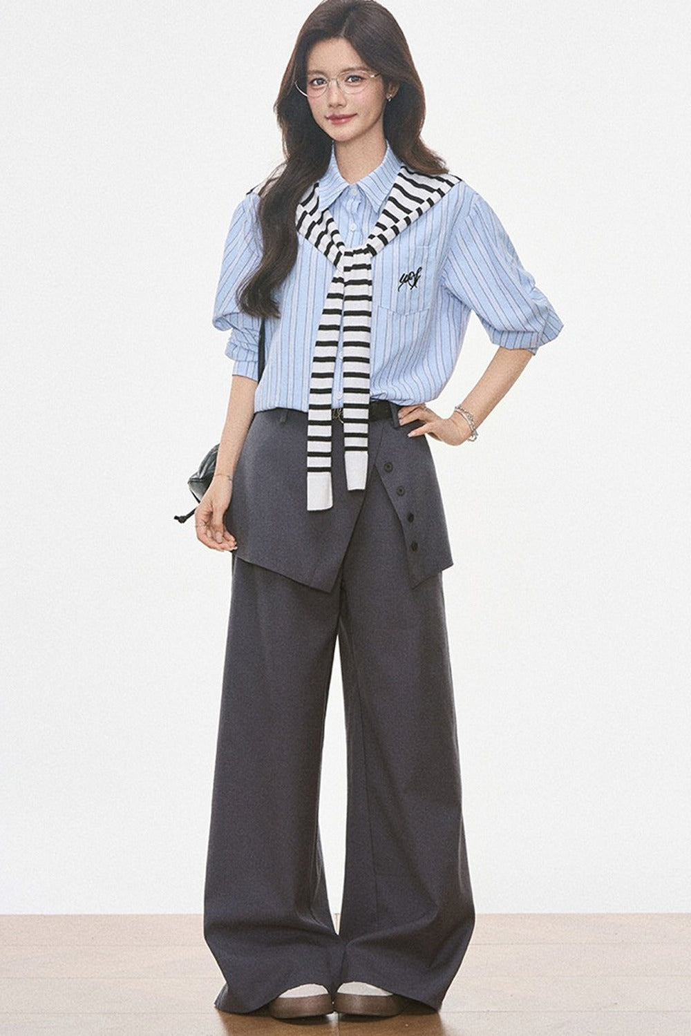 Ensemble chemise rayée et pantalon large