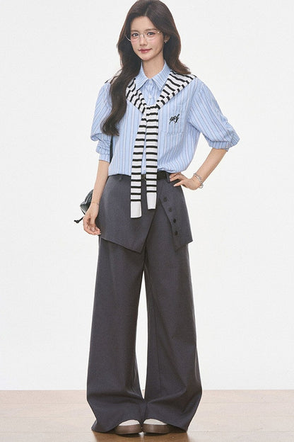 Ensemble chemise rayée et pantalon large