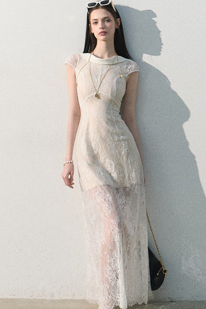 Abito jacquard in pizzo nuvola