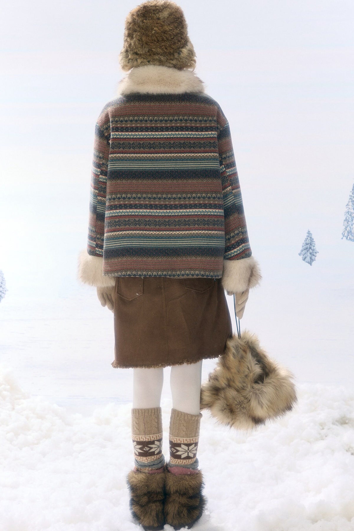 Brown Corduroy Mid-Length Skirt
