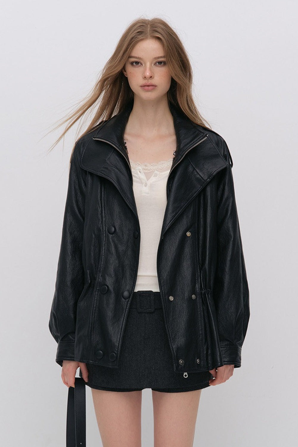 Detachable Down PU Leather Jacket