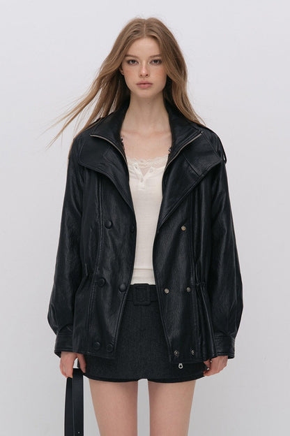 Detachable Down PU Leather Jacket