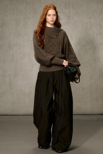 Diamond Pattern Cable Knit Top