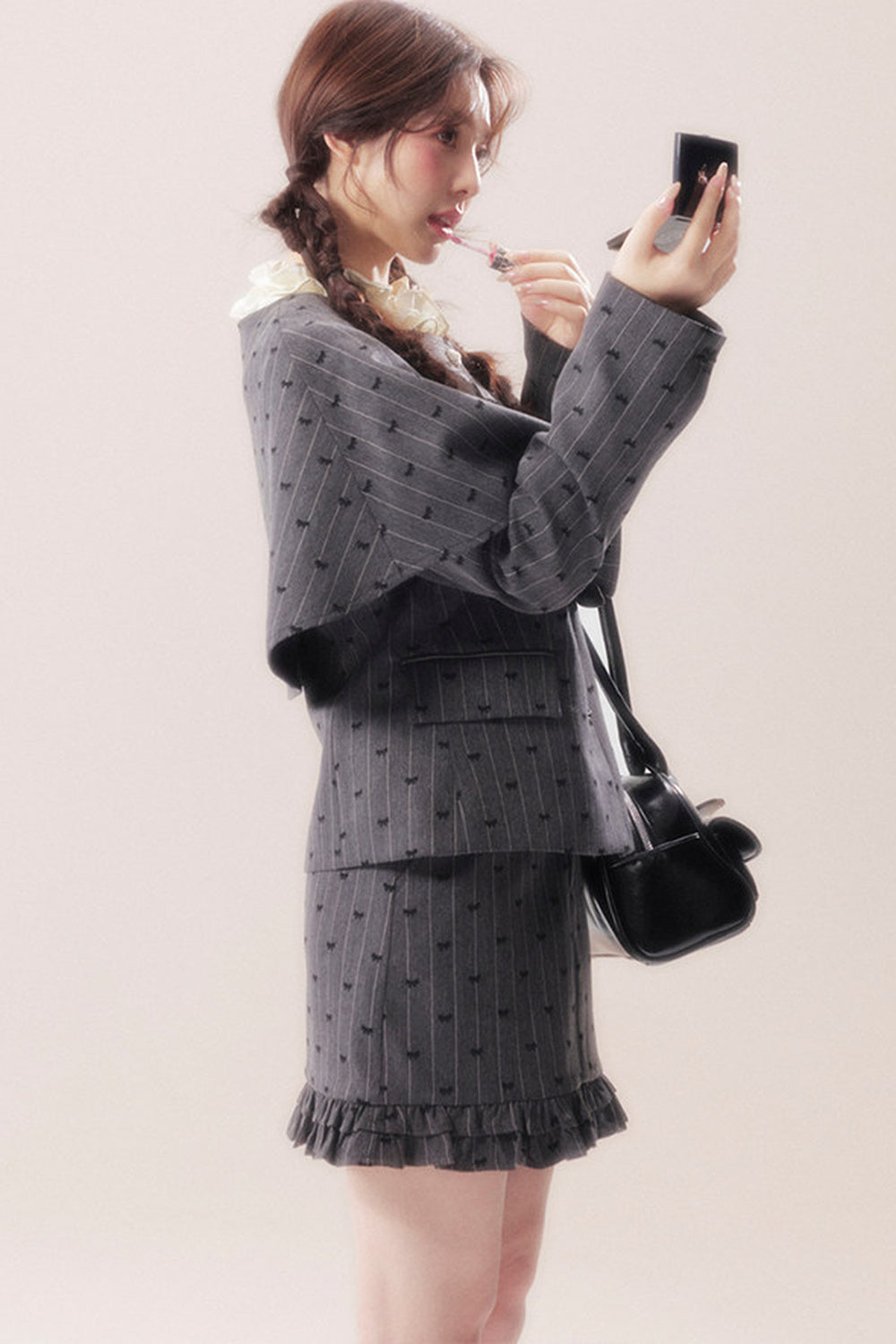 Shawl Cape Coat With Skirt and Top Set-Up