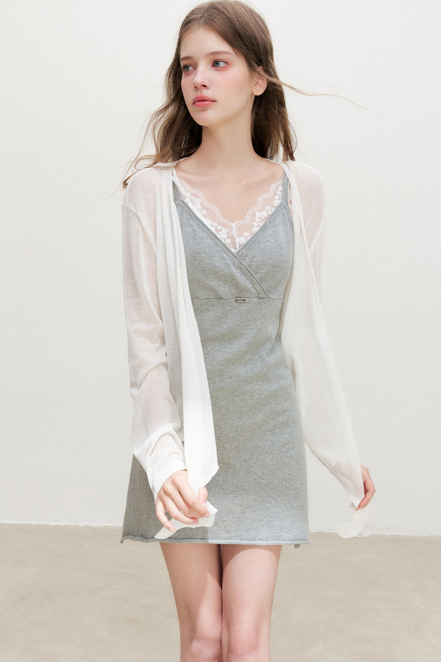 Knitted V-Neck A-Line Dress