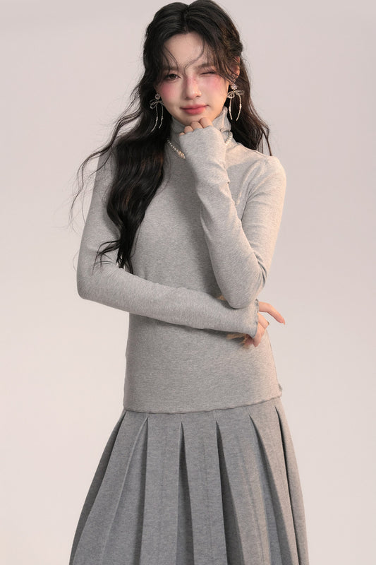 Ruffled Lapel Brushed Base Layer Top