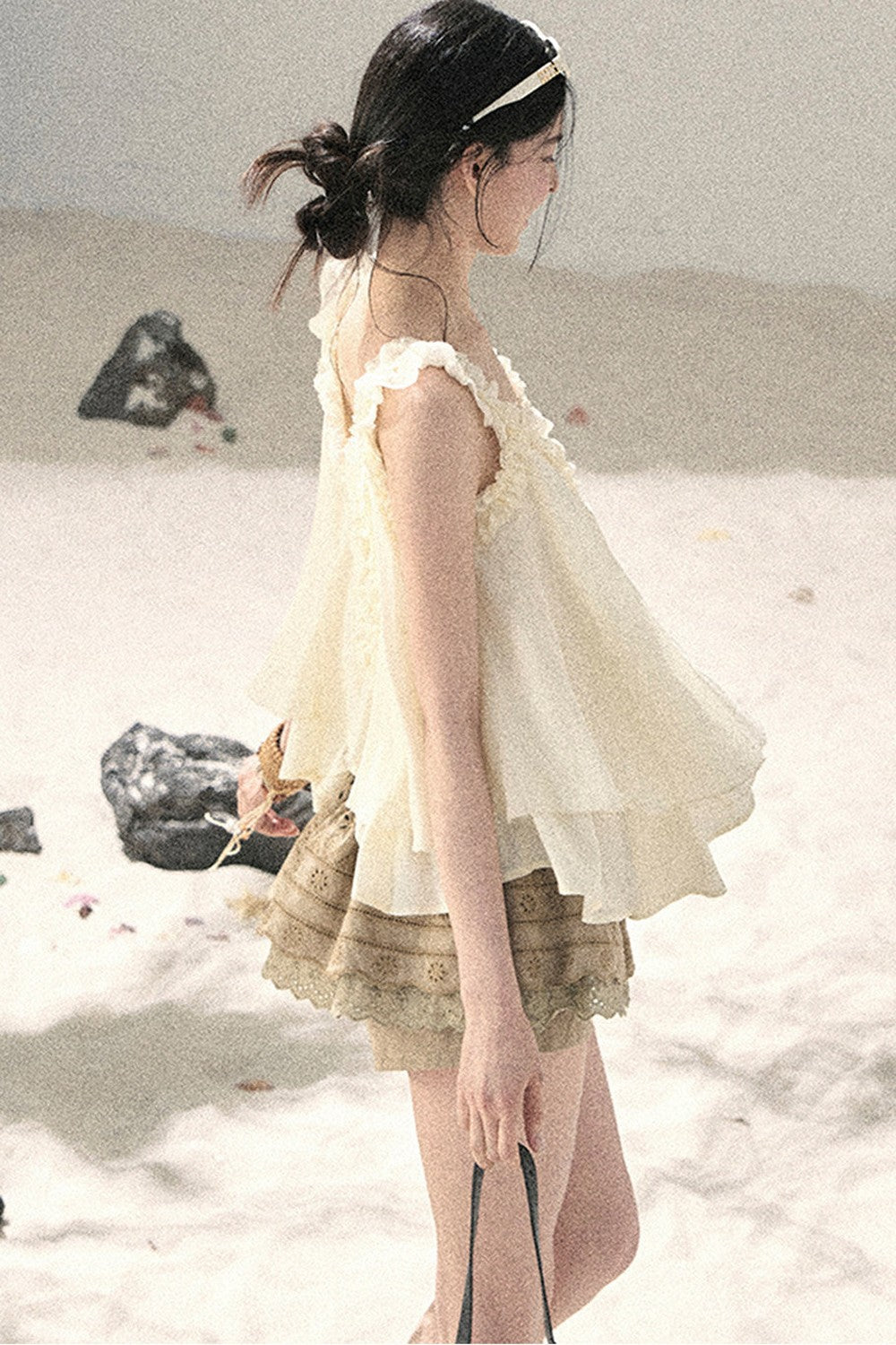 French Ruffled V-Neck Blouse