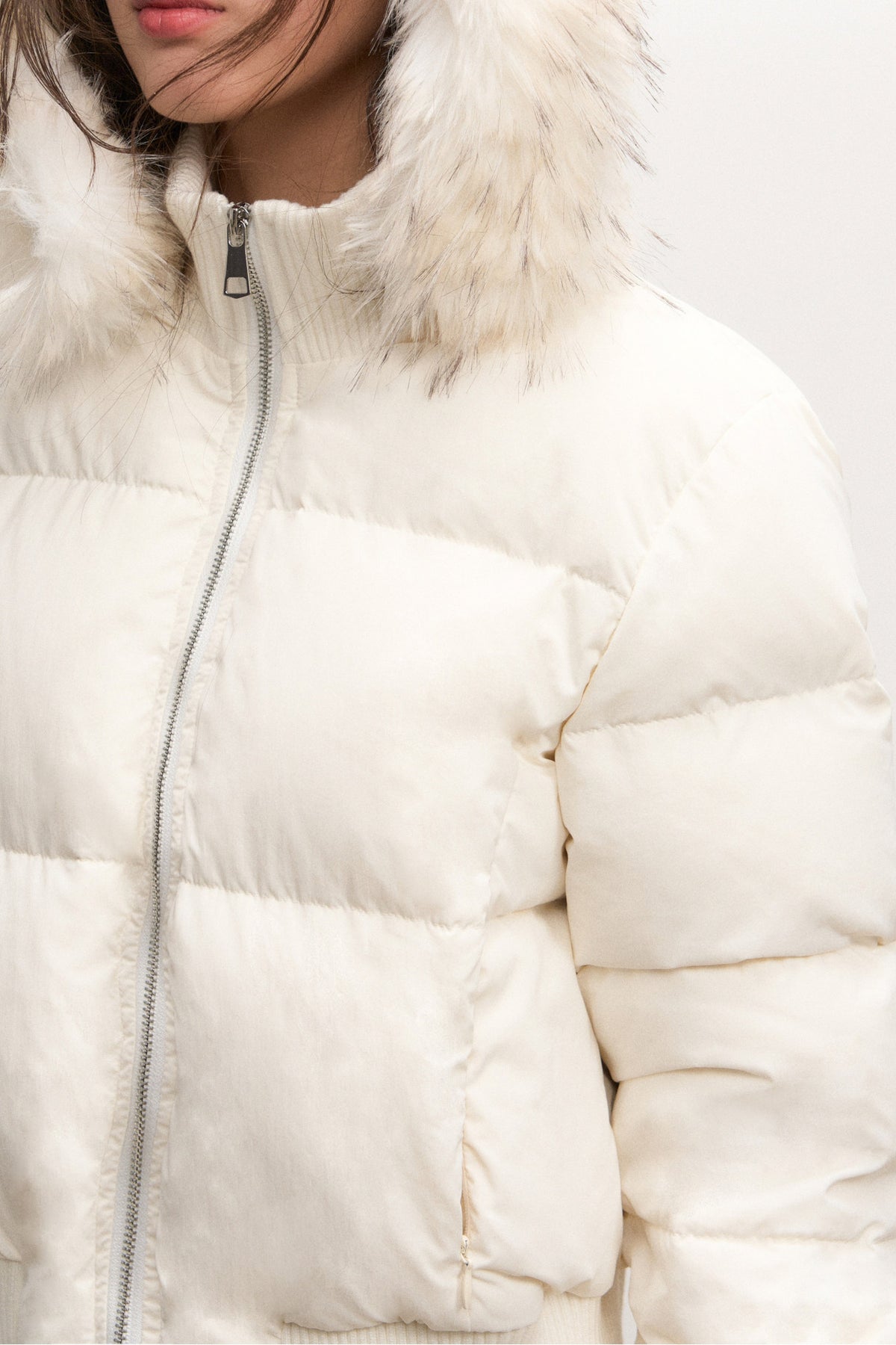 Fur Collar Hooded Down Jacket and Pants Set