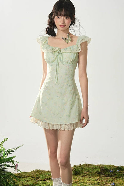 Mint Flutter Floral Dress