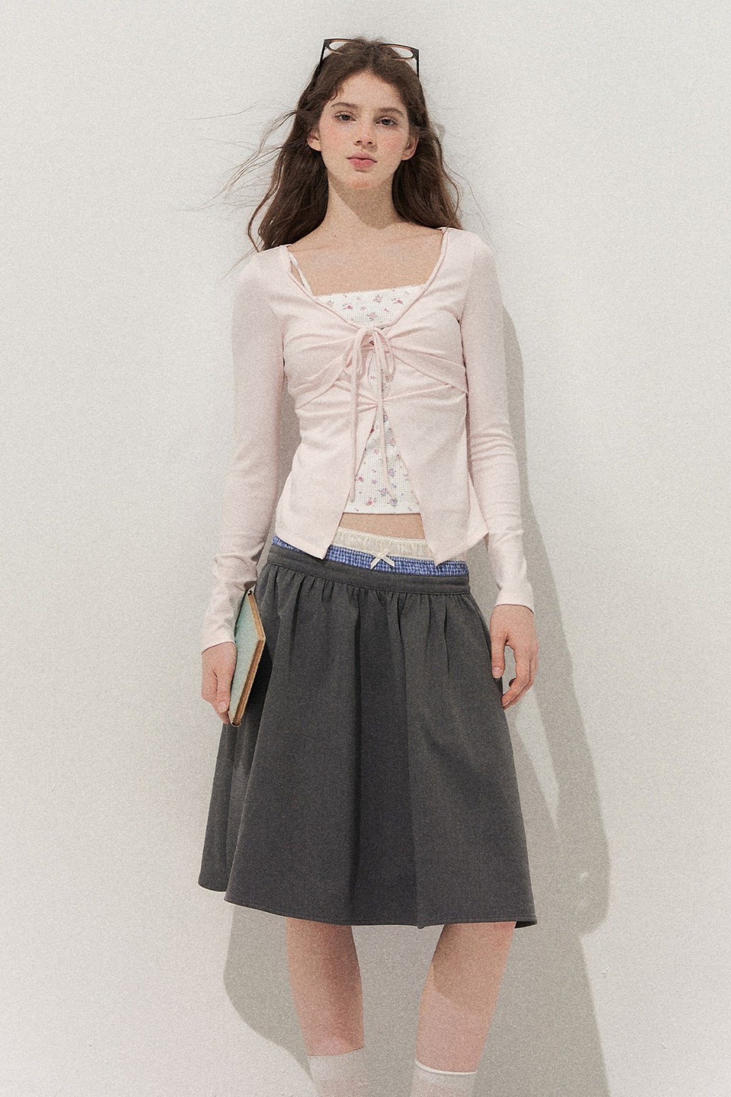 Floral Knot Tie Long Sleeve T-Shirt