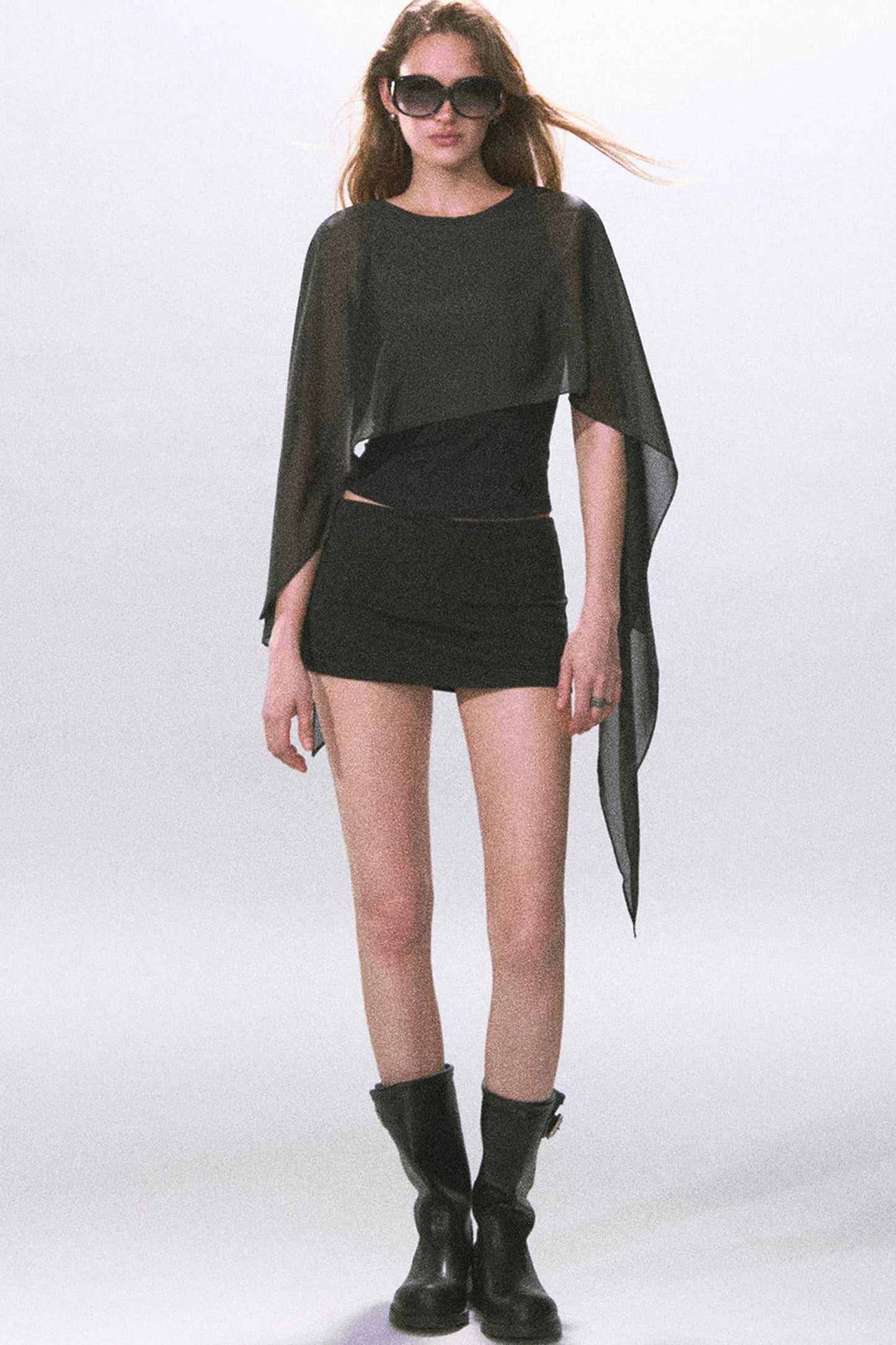 Black Knitted A-Line Skirt