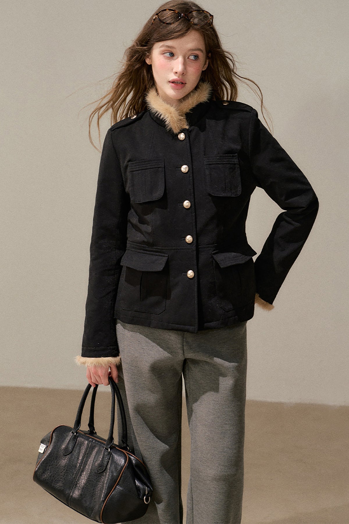 Stand-Collar Cotton Jacket