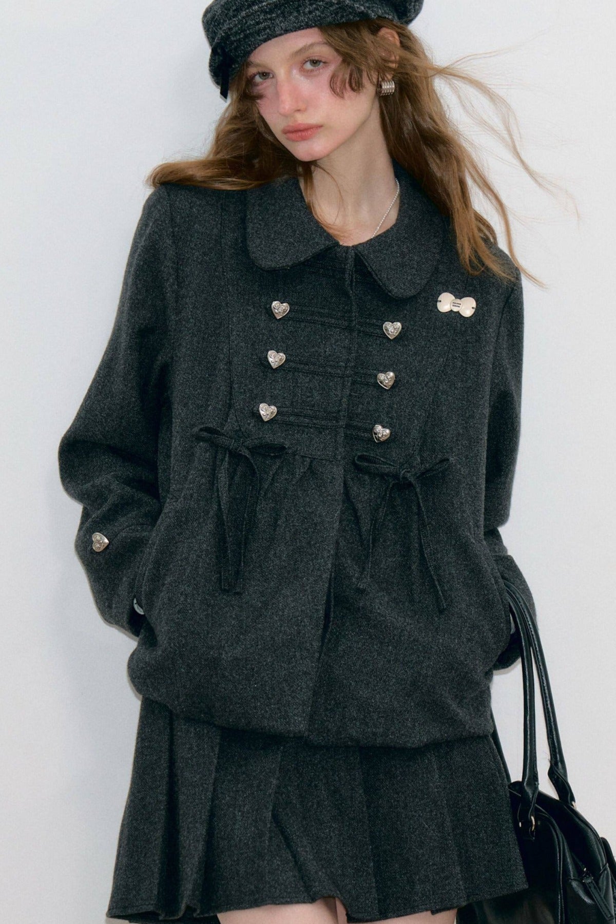 Doll Collar Bow Wool Coat