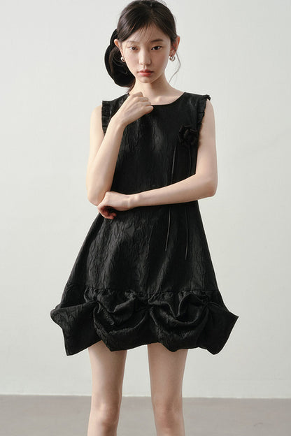 Vestido de jacquard floral rosa madera
